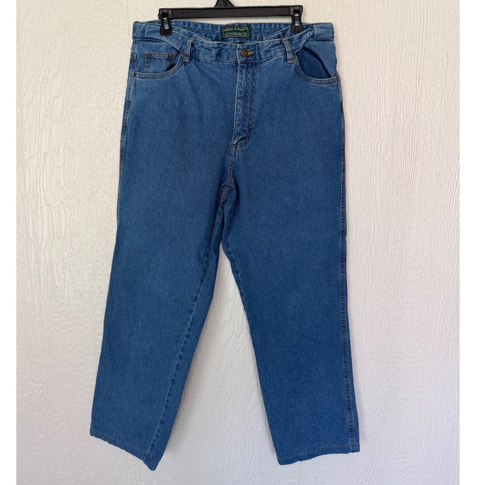 Vintage Adjust-A-Band Expandable Waist Straight Leg Jeans 34M 100% Cotton EUC